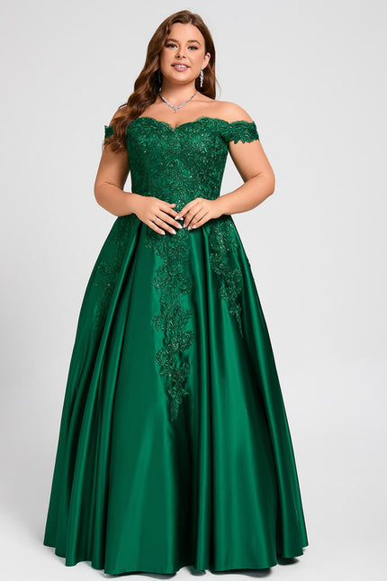 Robe De Bal Verte Satinée - gallery 7