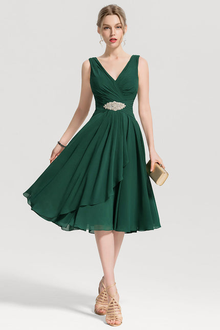 Robe Cocktail Émeraude Fluide Élégante - gallery 2