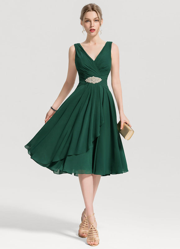 Robe Cocktail Émeraude Fluide Élégante - gallery 2