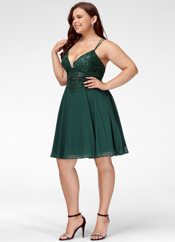 Robe Trapèze Verte Satinée - gallery 9