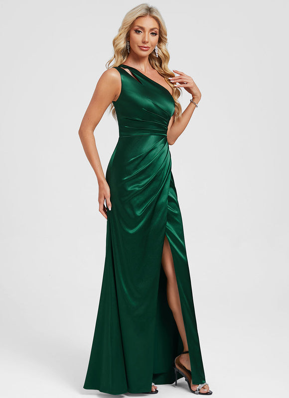 Robe Longue Verte Satin - gallery 3