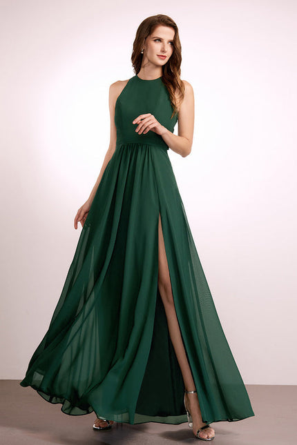 Robe Fluide Chic Col Montant Vert - gallery 2