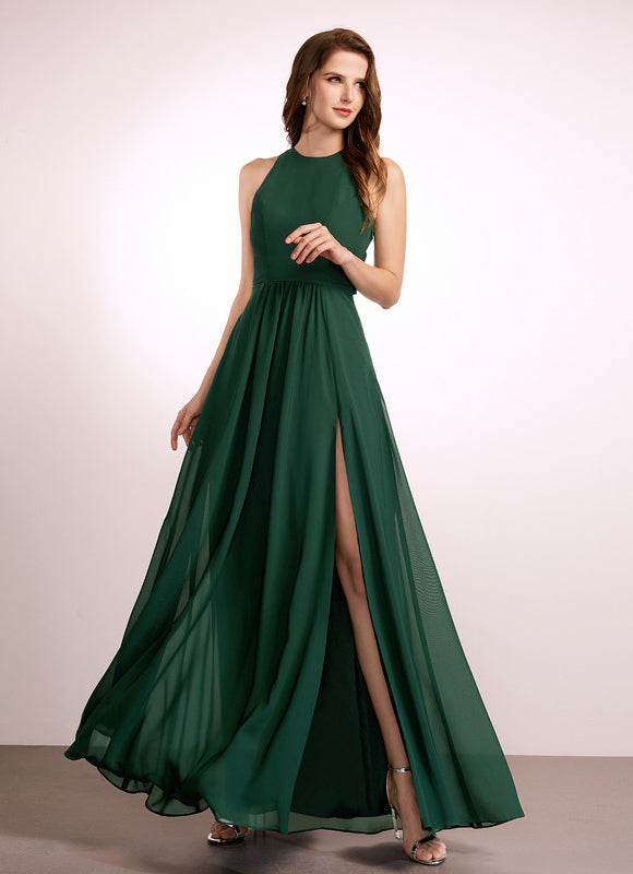Robe Fluide Chic Col Montant Vert - gallery 2