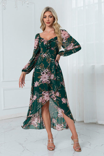 Robe Longue Verte À Fleurs - gallery 6