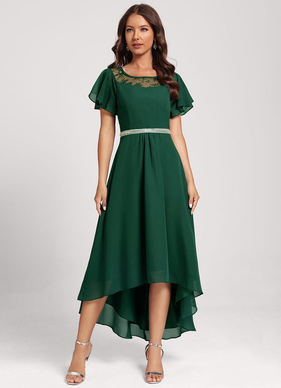 Robe Chic Dentelle Verte Fluide