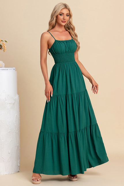 Robe Maxi Émeraude À Volants - gallery 6