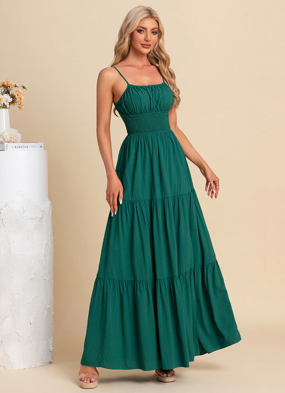 Robe Maxi Émeraude À Volants - gallery 6