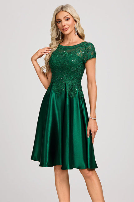 Robe De Soirée Verte Satinée - gallery 1