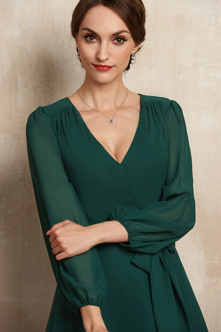 Robe Fluide Chic À Volants Verts - gallery 4