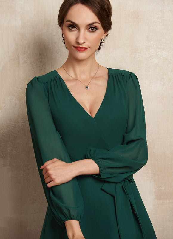 Robe Fluide Chic À Volants Verts - gallery 4