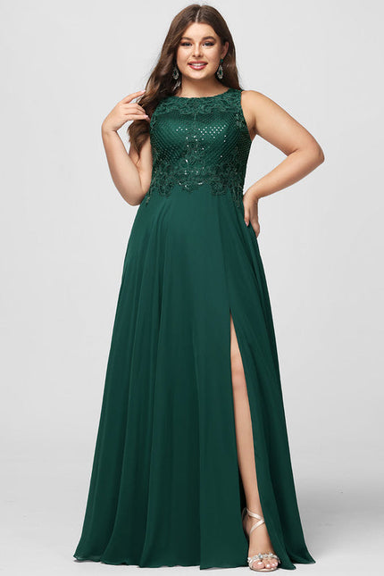 Robe Élégante Verte À Fente - gallery 6