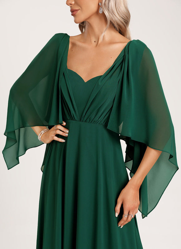 Robe Longue Vert Émeraude À Manches Cape - gallery 6