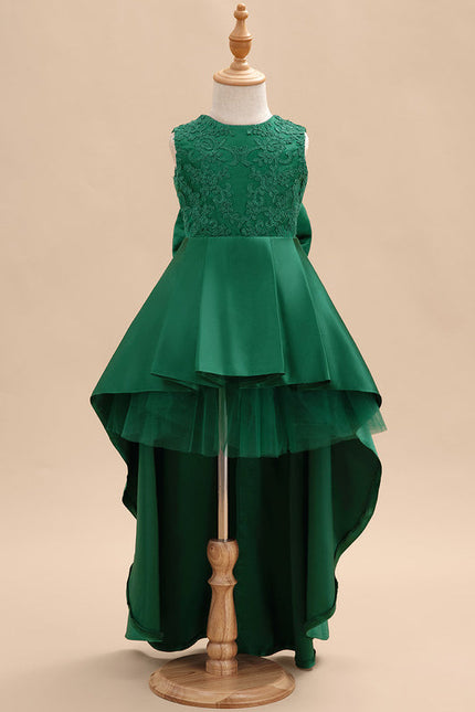 Robe Enfant Chic Asymétrique Verte - gallery 2
