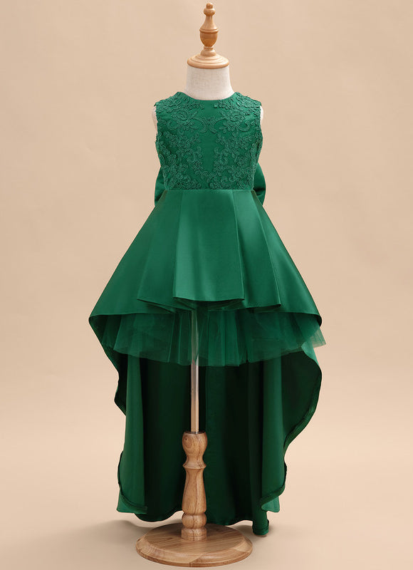 Robe Enfant Chic Asymétrique Verte - gallery 2