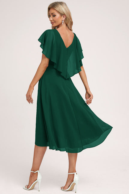Robe Longue Vert Émeraude À Volants - gallery 3