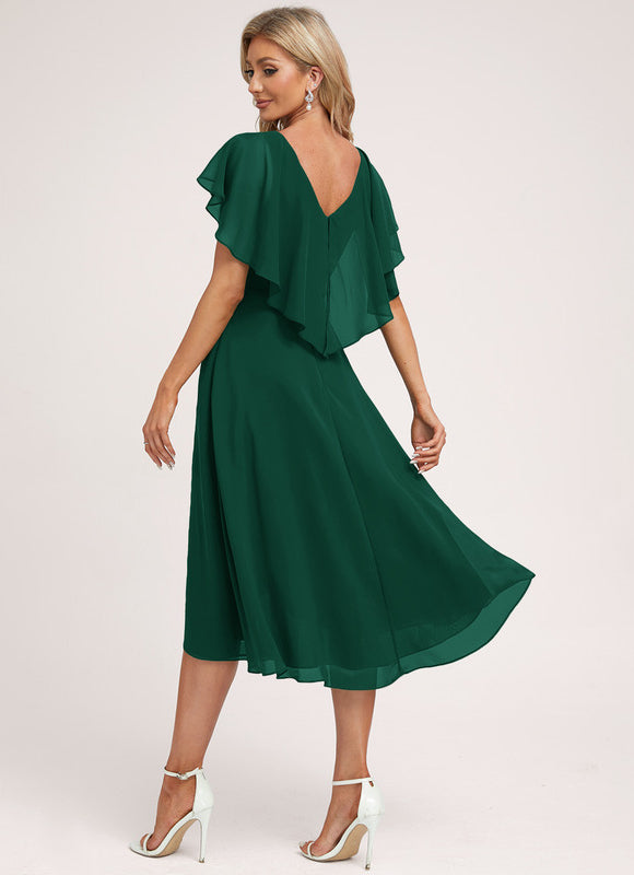 Robe Longue Vert Émeraude À Volants - gallery 3