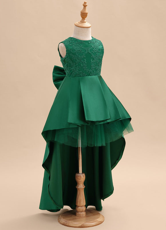 Robe Enfant Chic Asymétrique Verte - gallery 1