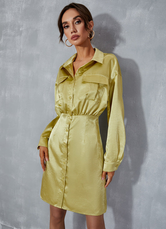 Robe Chemise Verte Femme - gallery 1