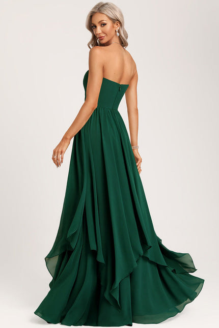 Robe Longue Vert Émeraude À Manches Cape - gallery 5