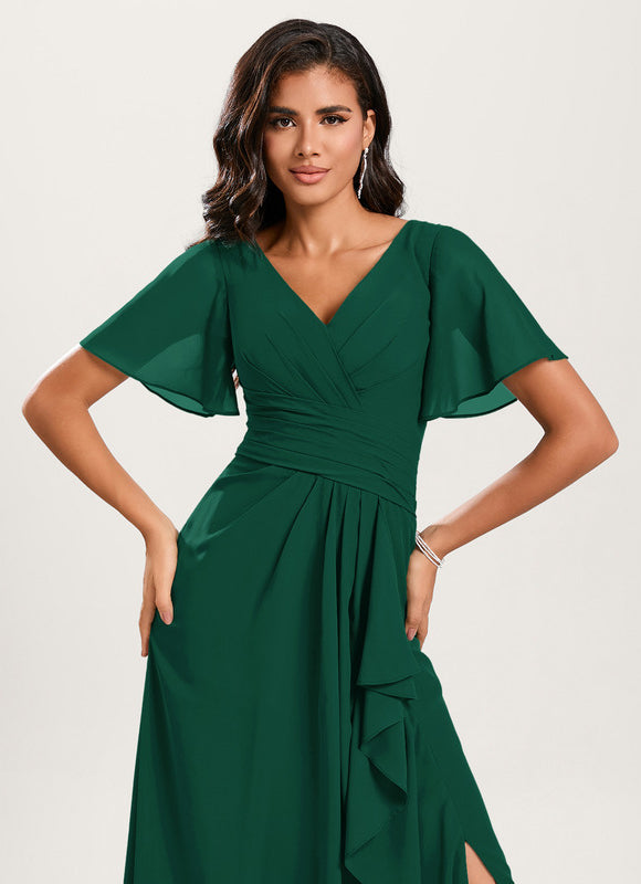 Robe Demoiselle D'Honneur Volants Verts - gallery 5