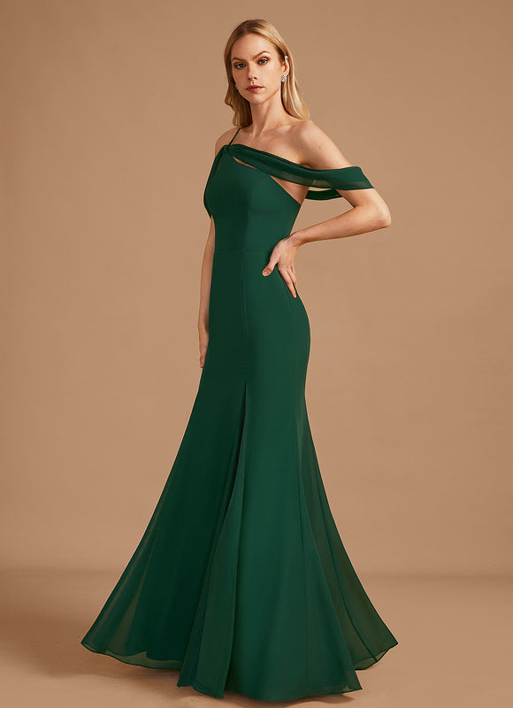 Robe Élégante Asymétrique Verte Chic - gallery 5