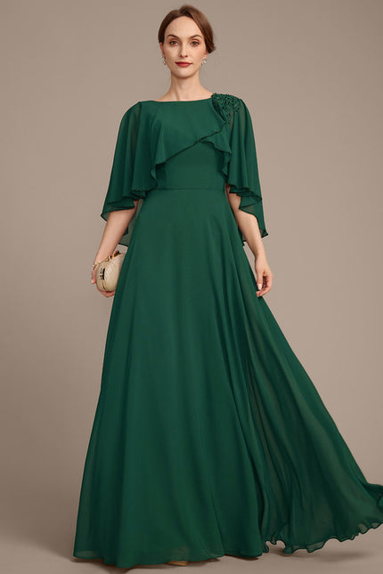 Robe Élégante Mousseline Verte Fluide