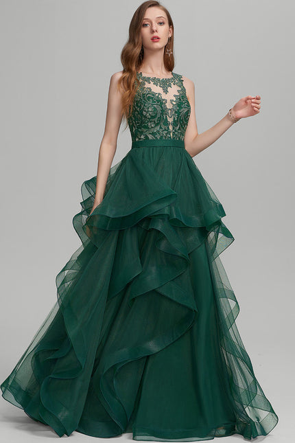 Robe Tulle Émeraude À Volants