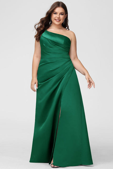 Robe Satinée Chic Fendue Émeraude - gallery 7