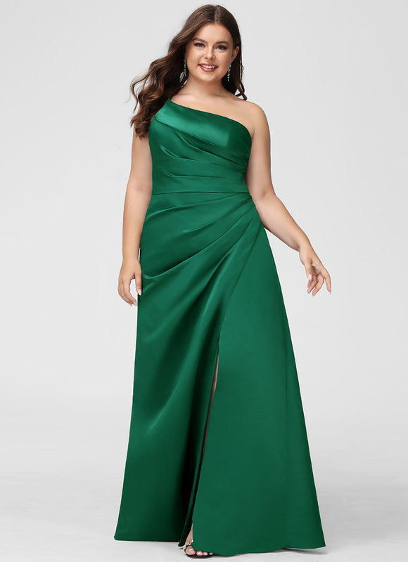 Robe Satinée Chic Fendue Émeraude - gallery 7