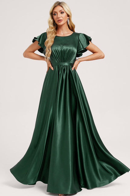 Robe Satin Vert Emeraude - gallery 2