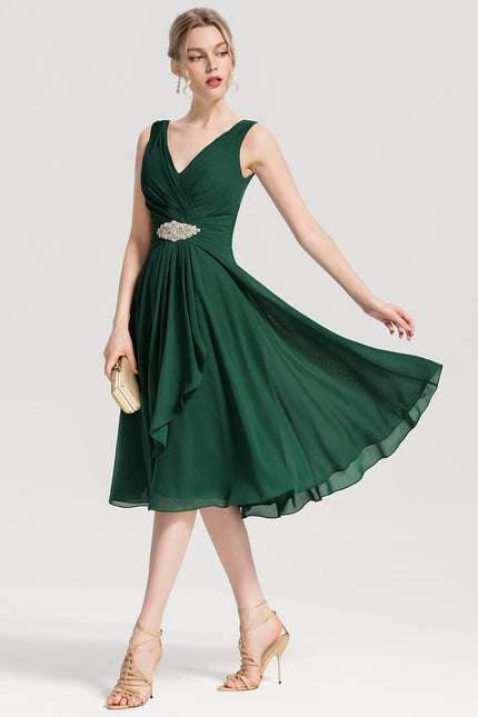 Robe Cocktail Émeraude Fluide Élégante - gallery 1