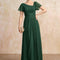 Robe Longue Verte Satinée À Volants