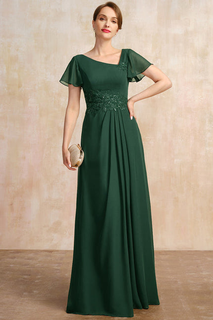 Robe Longue Verte Satinée À Volants