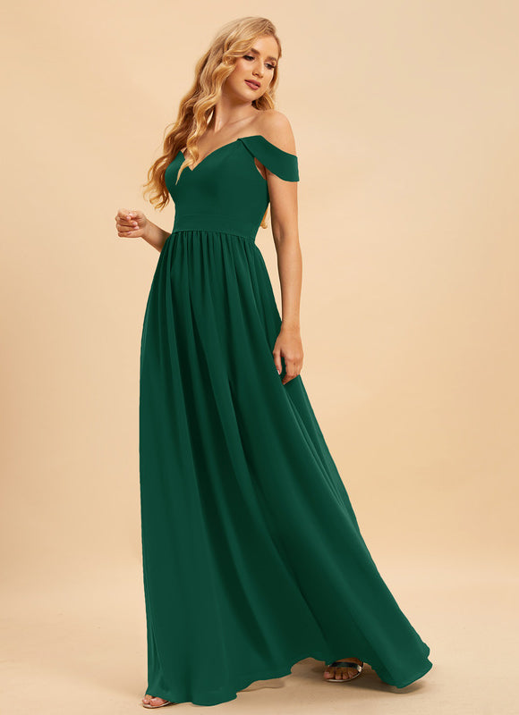 Robe Longue Vert Émeraude À Fente - gallery 2