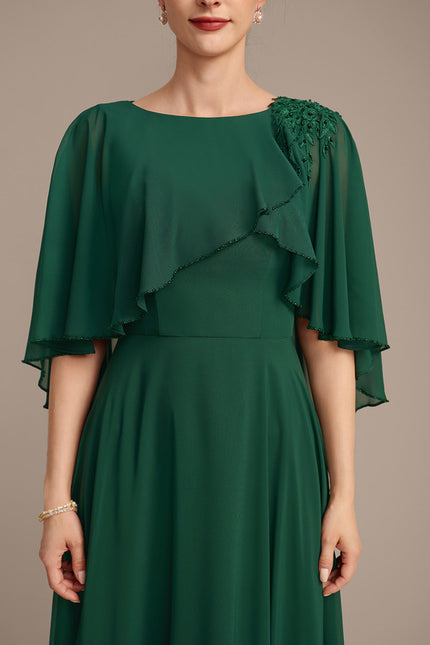 Robe Élégante Mousseline Verte Fluide - gallery 8