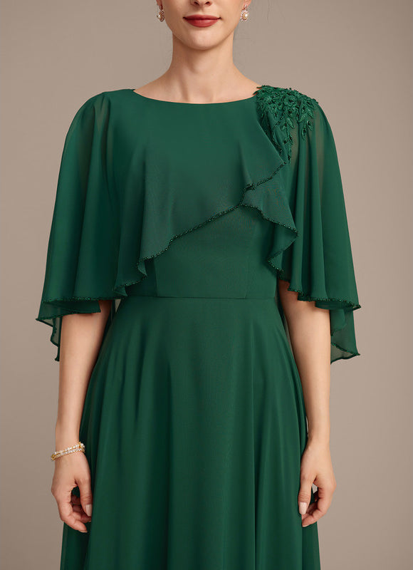 Robe Élégante Mousseline Verte Fluide - gallery 8