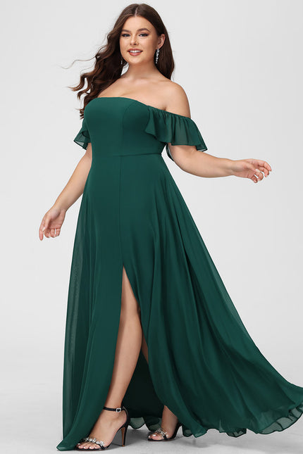 Robe Longue Vert Émeraude À Fente - gallery 6