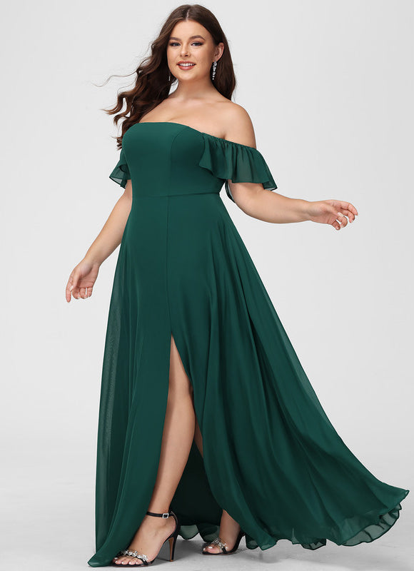 Robe Longue Vert Émeraude À Fente - gallery 6