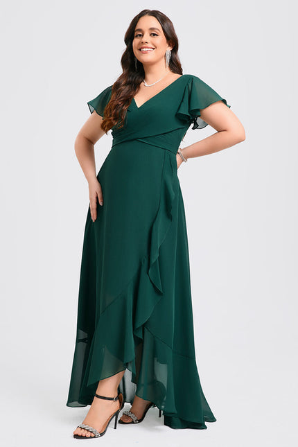 Robe Fluide Vert À Volants Élégante - gallery 6