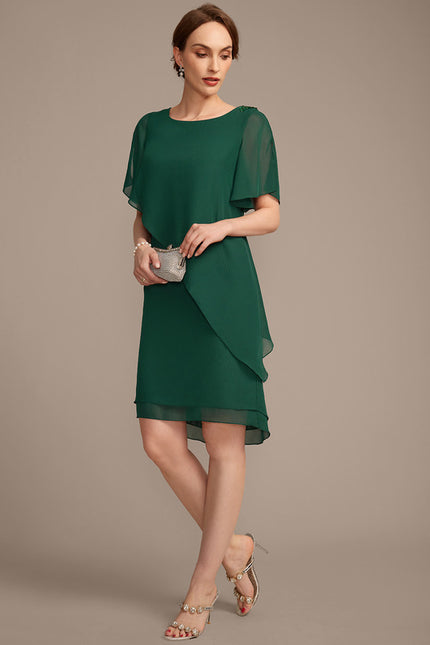 Robe Chic Mousseline Vert Élégant - gallery 3