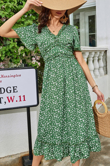 Robe Midi Florale Chic Verte