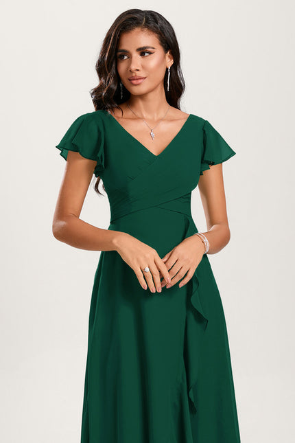 Robe Fluide Vert À Volants Élégante - gallery 5