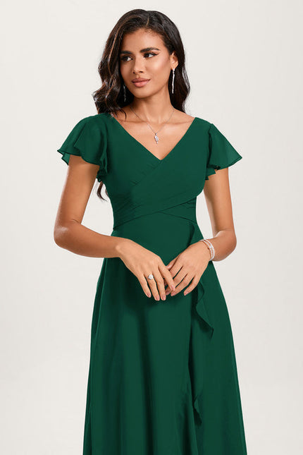 Robe Fluide Vert À Volants Élégante - gallery 5