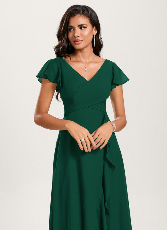 Robe Fluide Vert À Volants Élégante - gallery 5