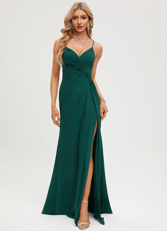 Robe Élégante Mousseline Verte Chic