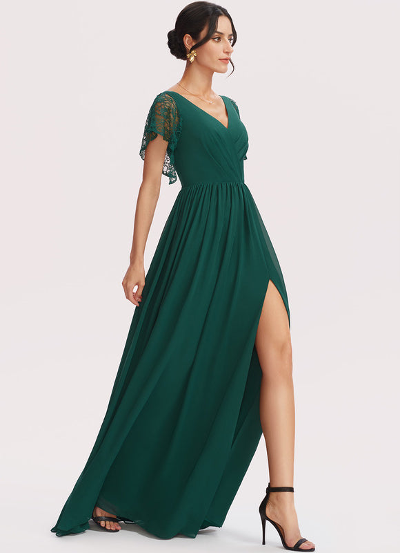Robe Élégante Verte À Dentelle - gallery 4