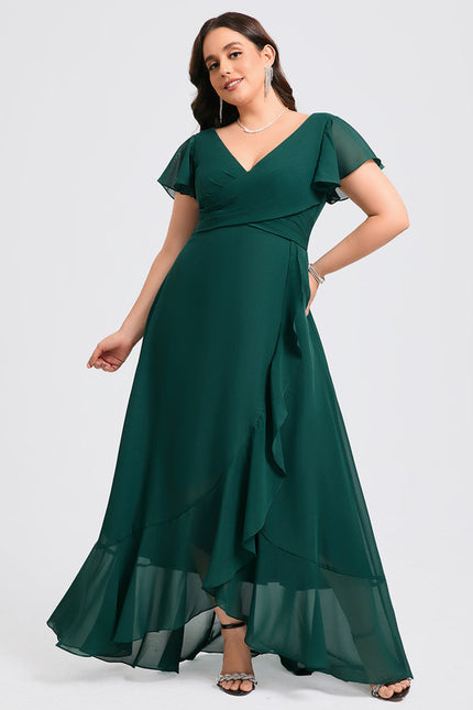 Robe Fluide Vert À Volants Élégante - gallery 7