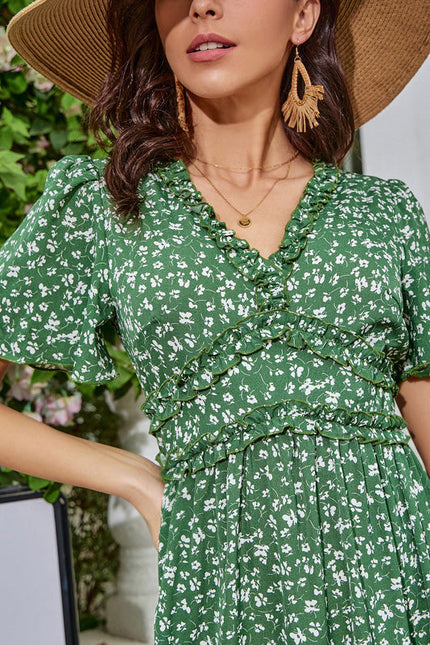 Robe Midi Florale Chic Verte - gallery 5