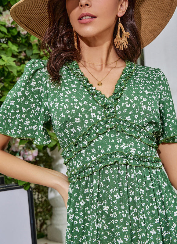Robe Midi Florale Chic Verte - gallery 5