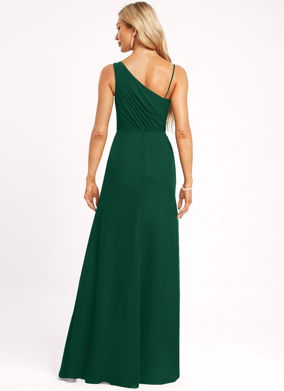 Robe Élégante Asymétrique Verte Chic - gallery 5